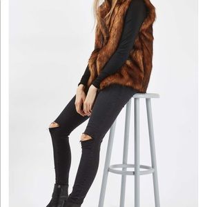 Topshop Black Moto Leigh Ripped Knee Skinny Jeans
